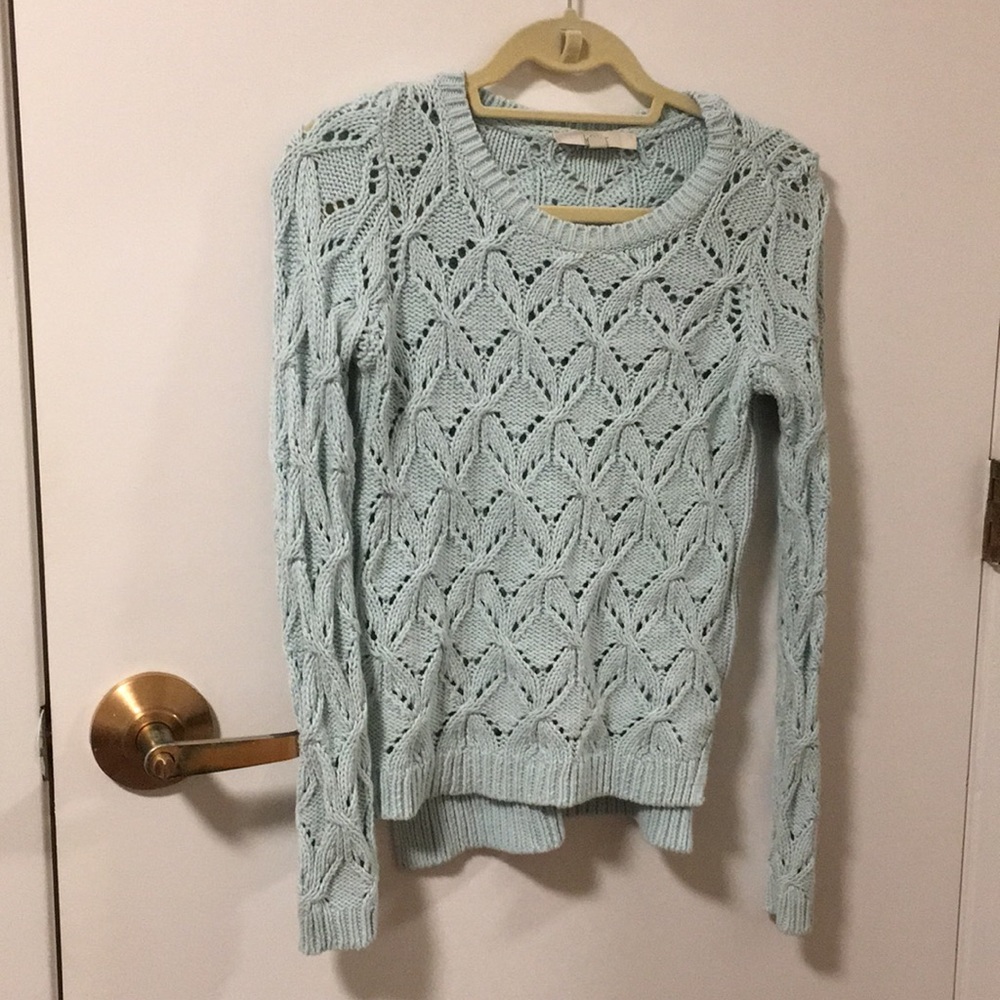 LOFT mint blue knit sweater